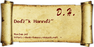 Deák Hannó névjegykártya